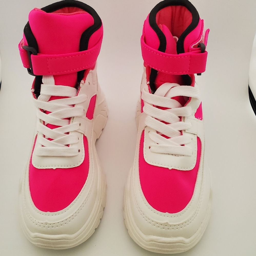 High Top Hot Pink Tennis Shoes